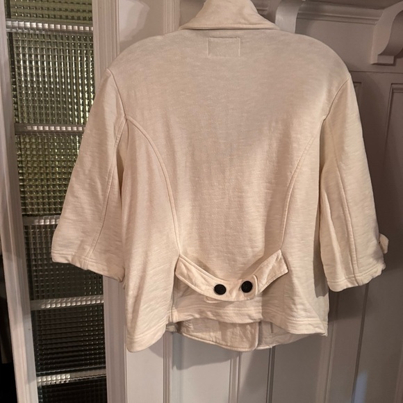 Ralph Lauren Polo Jeans Womens Double Breasted Short Ivory Coat Jacket Sz L - Picture 2 of 12